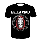 Футболка мужская бумажная с забавным дизайном, рубашка с коротким рукавом и 3D-принтом фильма бумажный дом, Топ в стиле Харадзюку