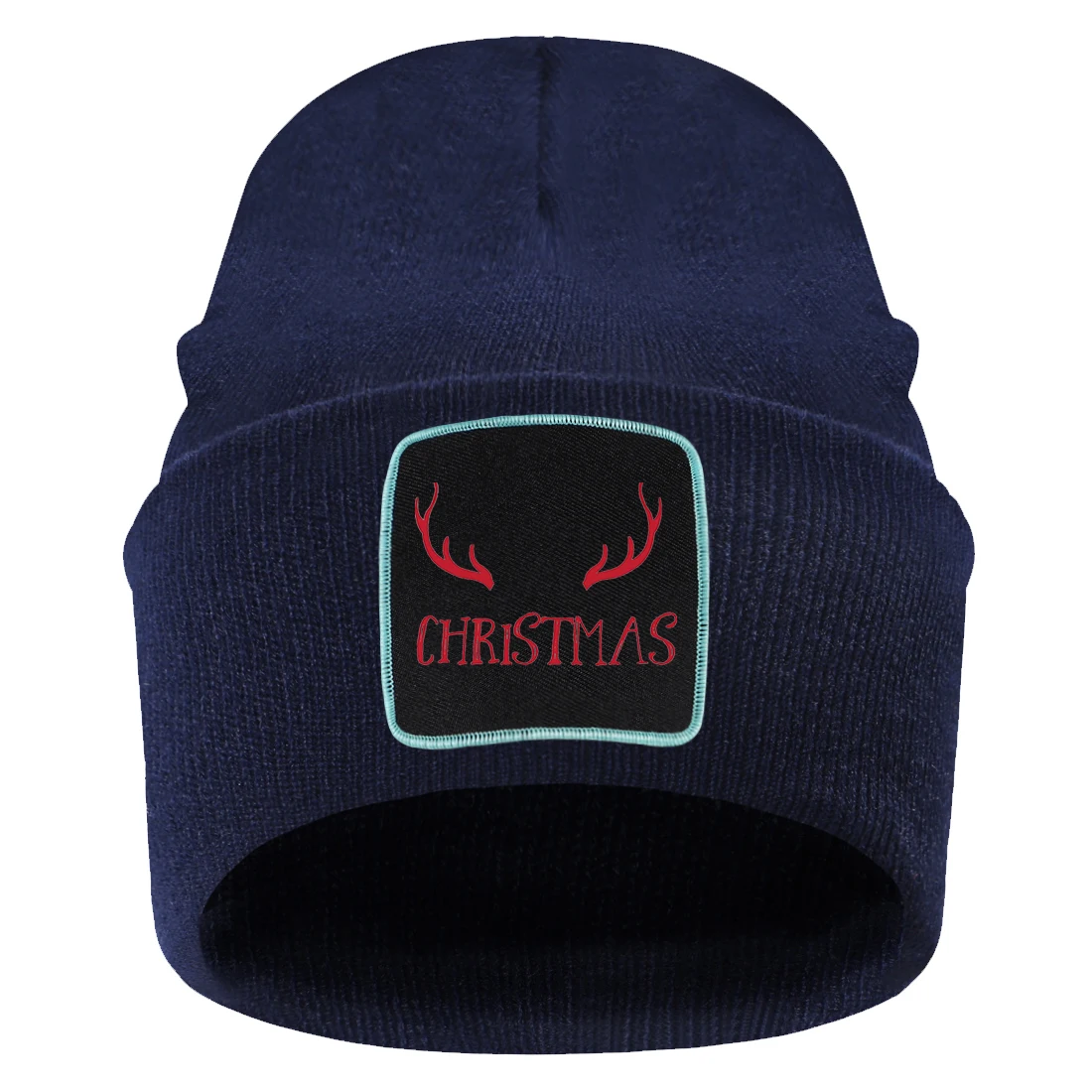 

Рождественская тематическая вязаная шапка с изображением рогов зимняя повседневная мягкая теплая шапка унисекс простая однотонная шапочк...