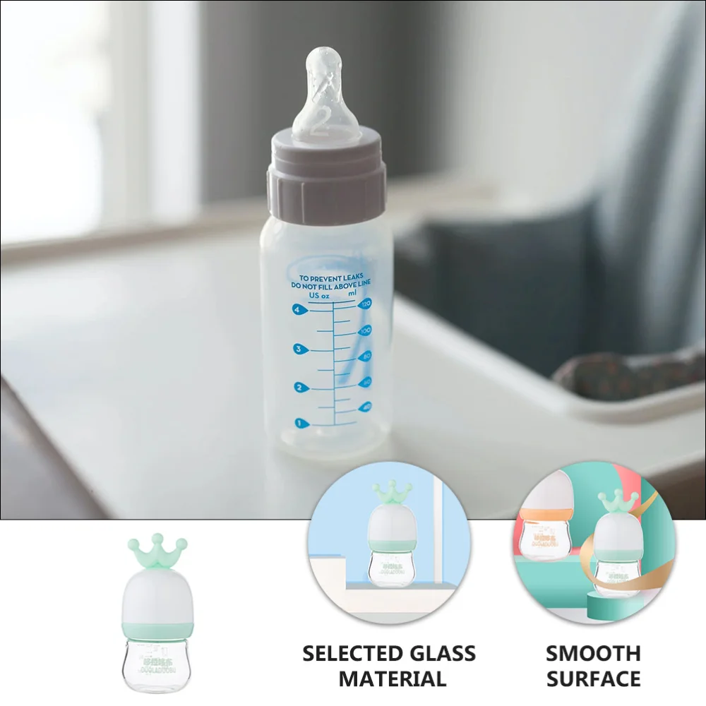 

1pc Glass Baby Feeder Bottle Wide Mouth Nursing Bottle Baby Feeder Container
