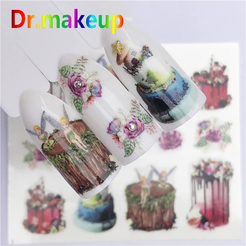 Dr. makeup 1 лист DIY Переводные Водные Наклейки для ногтей вишневый торт сладкий эльф