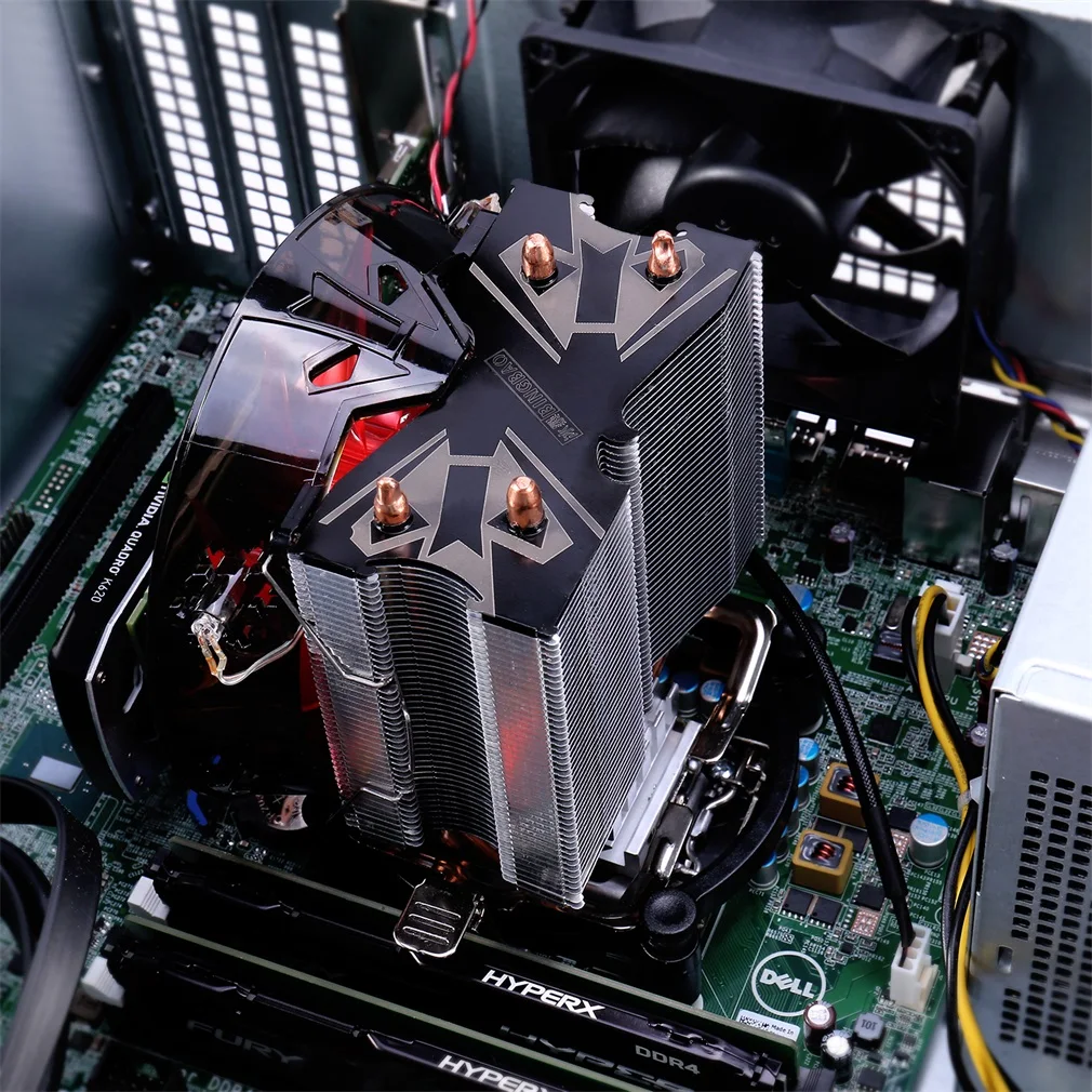 Красный и синий кулер для процессора медный четырехтрубный радиатор латунь