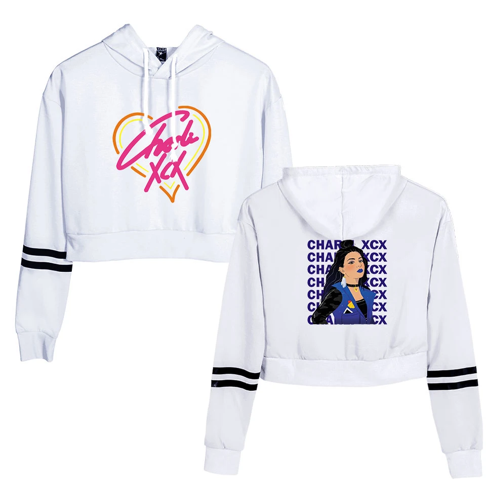 

Лидер продаж, Модный популярный новый укороченный топ Charli XCX, толстовки с капюшоном, женские толстовки Charli XCX, повседневная трендовая улична...