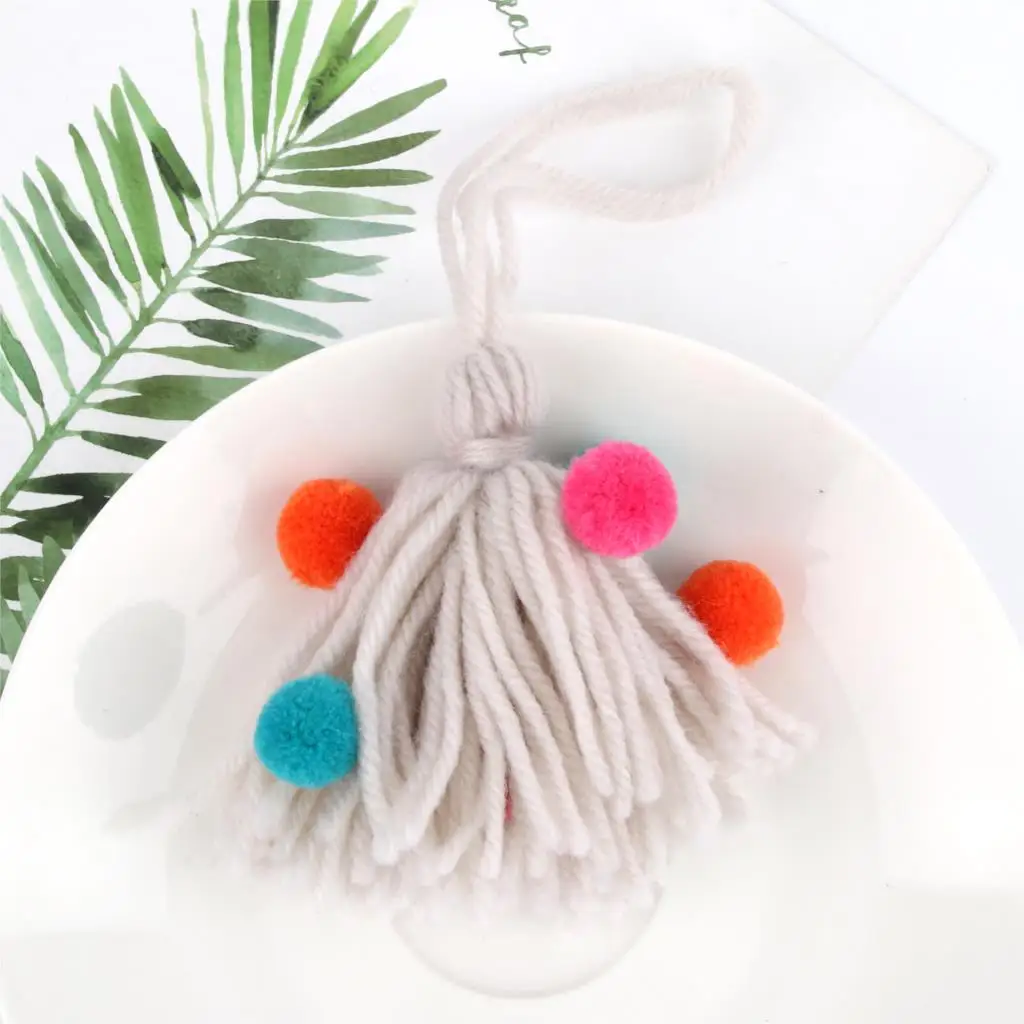 1 шт Новое поступление Стрижка волос мяч брелок Бохо шерстяная кисточка ручная