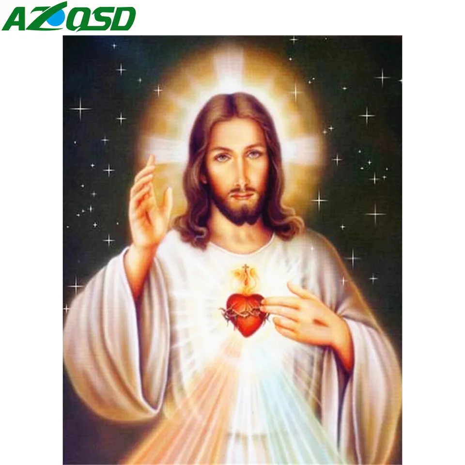 AZQSD религиозная алмазная живопись Иисуса полная вышивка алмазами иконы Стразы