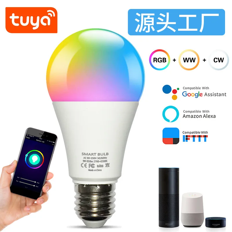 

Smart WiFi Light Bulb Alexa Voice Control Rgbcw Dimming and Color-Changing A19 Globe Graffiti Smart Life home decor light