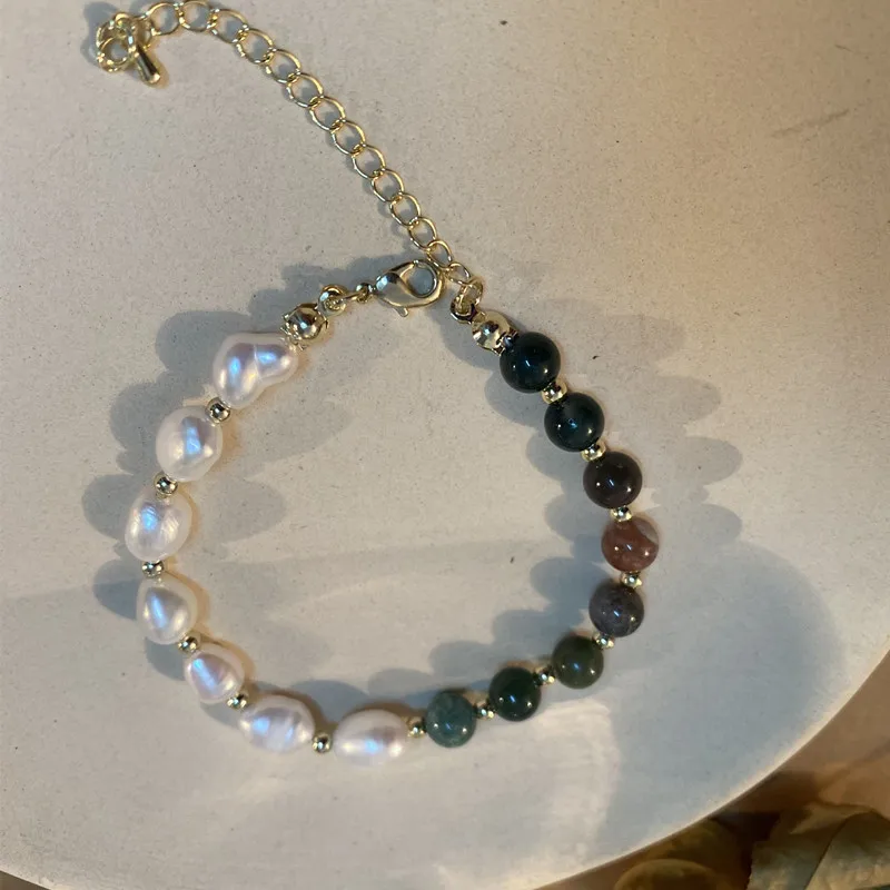 

2020 New Romantic Crystal Heart Shaped Pearl Bracelets Charm Bracelets For Women Gold Chain Natural Stone Bracelet Fashion