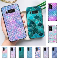 yndfcnb mermaid fish scale phone case for samsung note 5 7 8 9 10 20 pro plus lite ultra a21 12 02