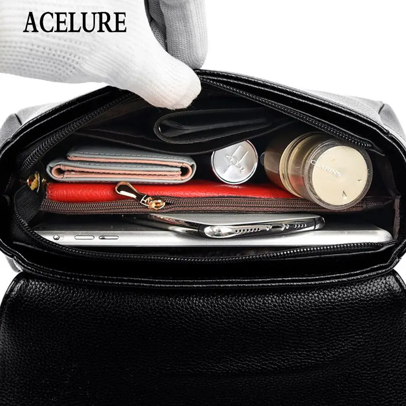 

ACELURE Daily Shopping Messenger Purse for Female Solid Black Red Zipper Shoulder Crossbody Bags for Women Fashion Simple Style