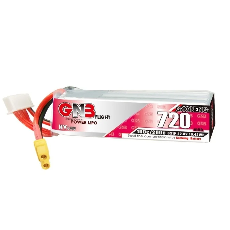 GAONENG-bater&iacute;a Lipo con enchufe de XT30U-F para control remoto, Kit de marco de Tinywhoop, piezas de repuesto, GNB, 22,8 V, 720mAh, 6S, 100C/200C, HV, 1-5 uds.-2