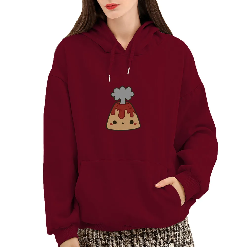 

Женские толстовки, пуловер, милые худи с вулканическим принтом, спортивная одежда, женская зимняя женская толстовка из плотного хлопка