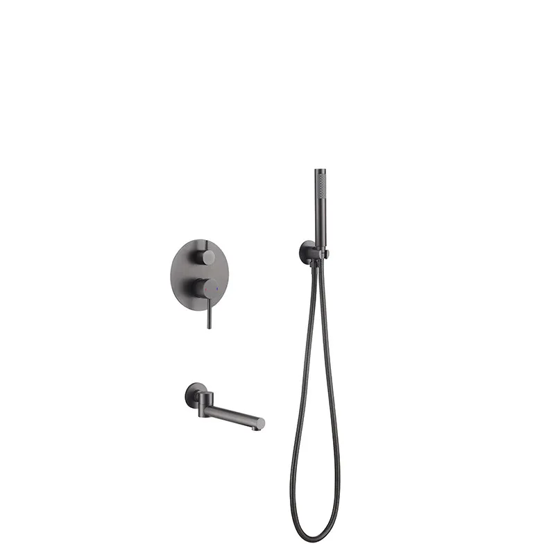 Серый смеситель для ванной комнаты настенный кран с ручным душем | Душевые