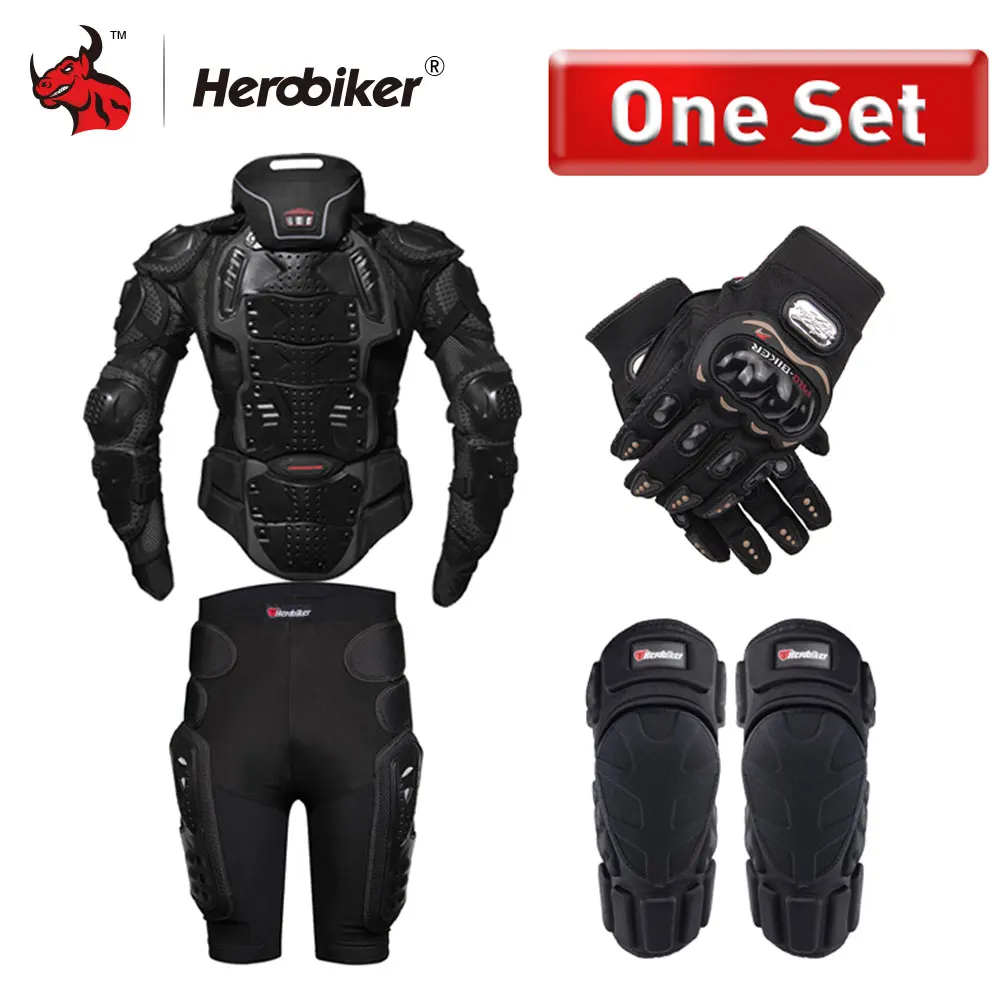 4 item one set HEROBIKER мотоциклетная куртка мужская мотоциклетная Броня Защита тела Защитное снаряжение для мотокросса мотоциклетная куртка с защитой шеи - Цвет: 4 item one set
