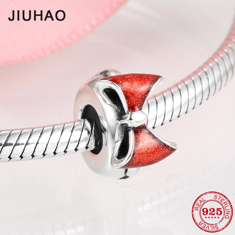 925 пробы Серебряный Очаровательный Красный Блестящий эмалевый фиксатор