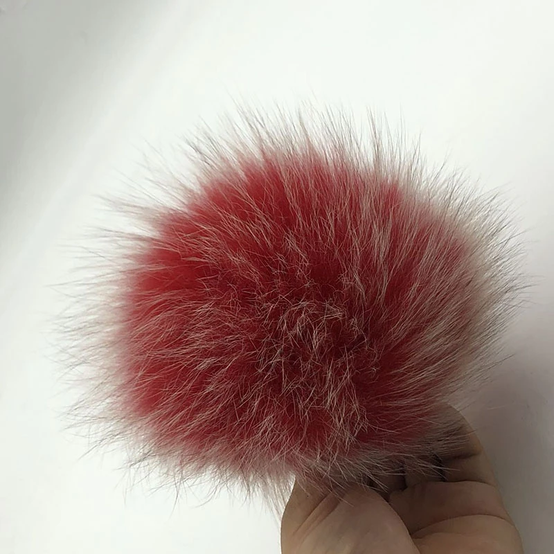 15cm 15 см натуральный животный Hairball Hat помпон ручной работы DIY действительно енот большой волос шар шляпа помпон с пряжкой - Цвет: 15cm