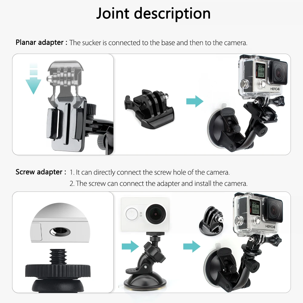 Автомобильная присоска Vamsonfor gopro hero 7 6 5 4 для экшн-камеры DJI OSMO стеклянная