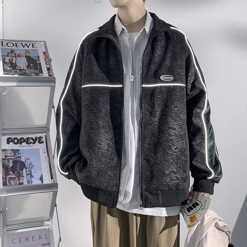 

Mens Jacket And Coat 2021 Casual Streetwear Luminous Windbreakers Stand Collar Hip Hop Overcoat Outwear