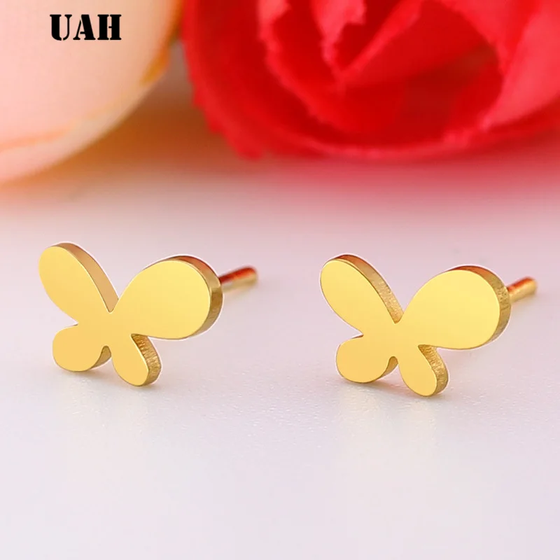 Модные черные серьги-бабочки из нержавеющей стали для женщин и детей ювелирные
