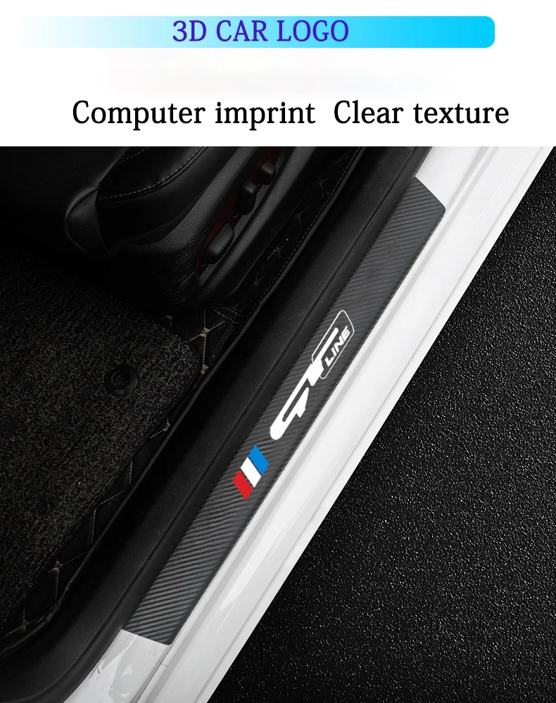 

For kia ceed Forte RIO STINGER gt gtline 2018-2020 accessorie 4 pcs car door sill protector carbon fiber vinyl leather