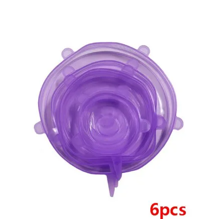 F-6CS 6/12 шт Многоразовые Силиконовая крышка для еды стрейч Vacuum Seal Обёрточная бумага Кухня организации Пособия по кулинарии Еда держать закрытые крышки дропшиппинг - Цвет: F-6CS