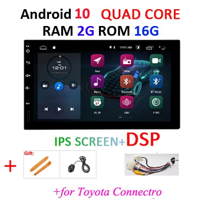 DSP ips для Nissan/hyundai/VW/TOYOTA/peugeot 307 2 din Android 10 Универсальный Автомобильный Радио ПК Мультимедийный плеер без dvd gps Авторадио - Цвет: TOYOTA2G16GIPS DSP