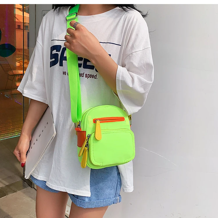 

crossbody bags for women neon green pink Zipper Canvas Bags Fluorescence Purses Handbags Shoulder Bag Casual Messenger Bag