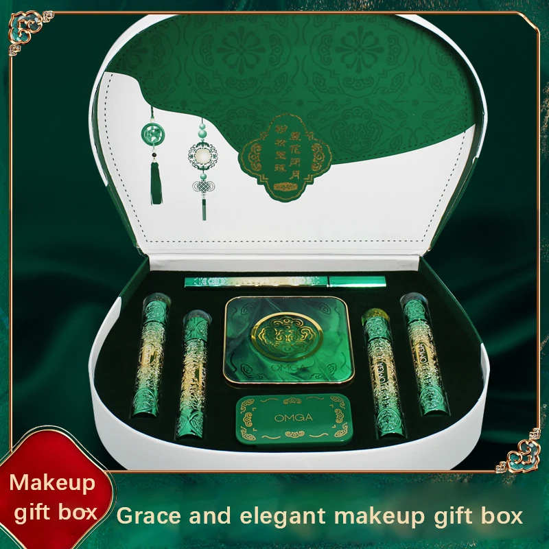 

7PCS Makeup Cosmetic Set Oriental Beauty Christmas Gift Box Velvet Lipstick Ivory Concealer Eye Shadow Setting Powder Cosmetics