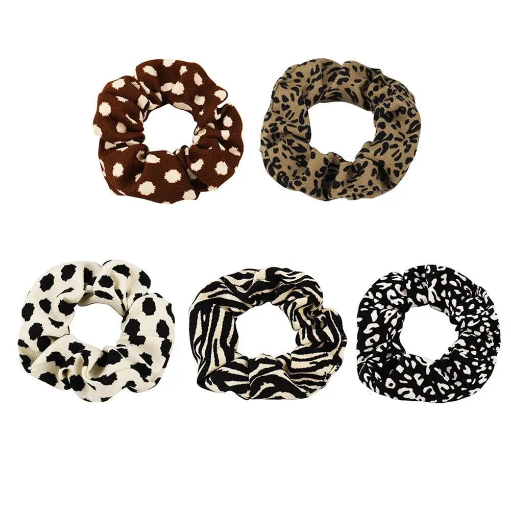 

Женские резинки для волос, тканевая простая универсальная резинка для волос в ретро стиле с леопардовым узором