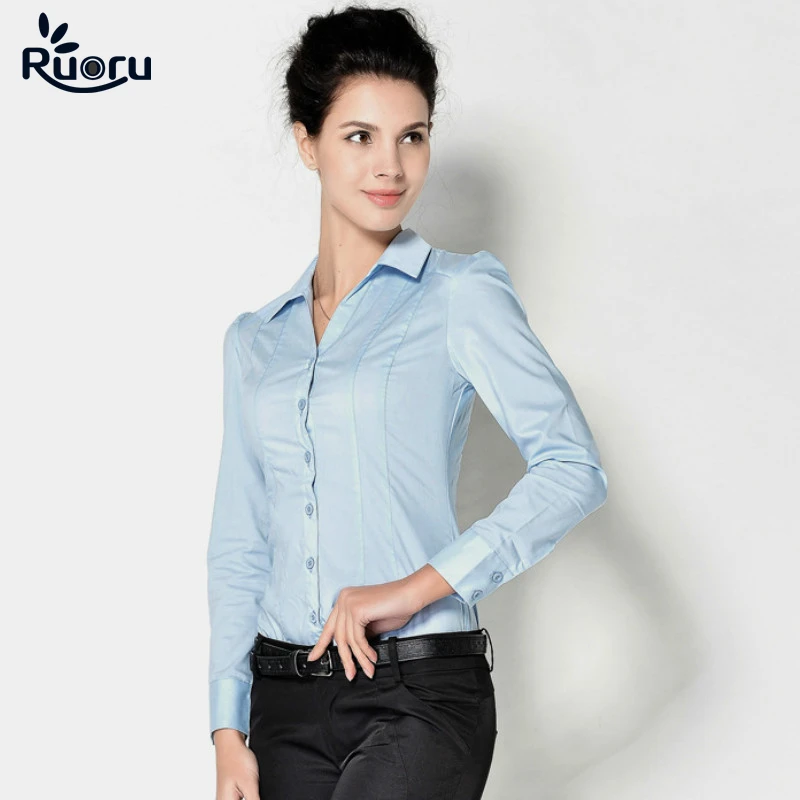 Ruoru модные боди для женщин офисные блузы рубашки Боди облегающие с длинными