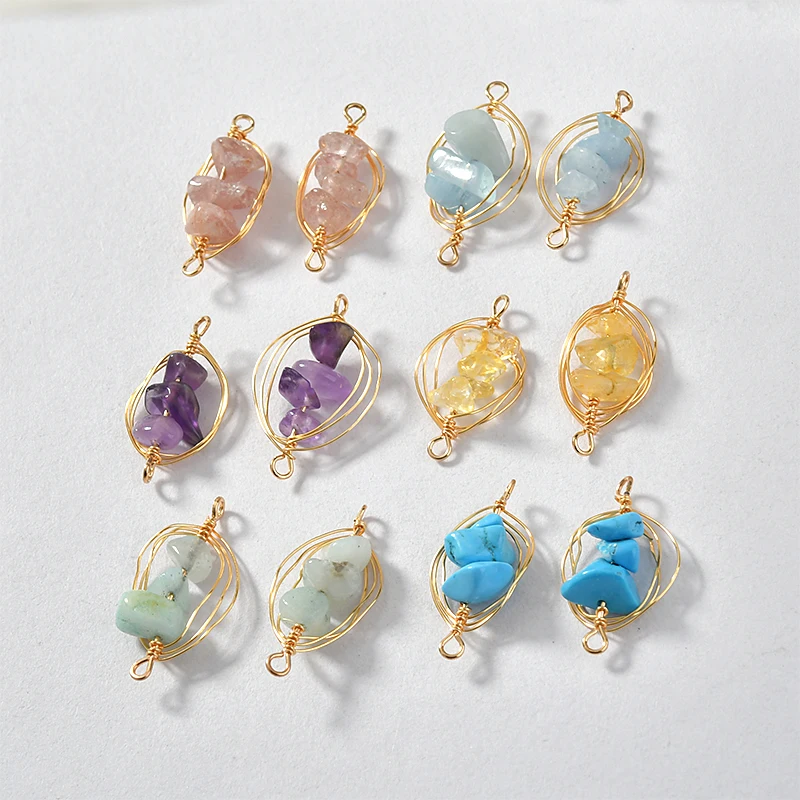 DIY ручной работы медная проволока намотка двойной висящий рок кристалл гравий