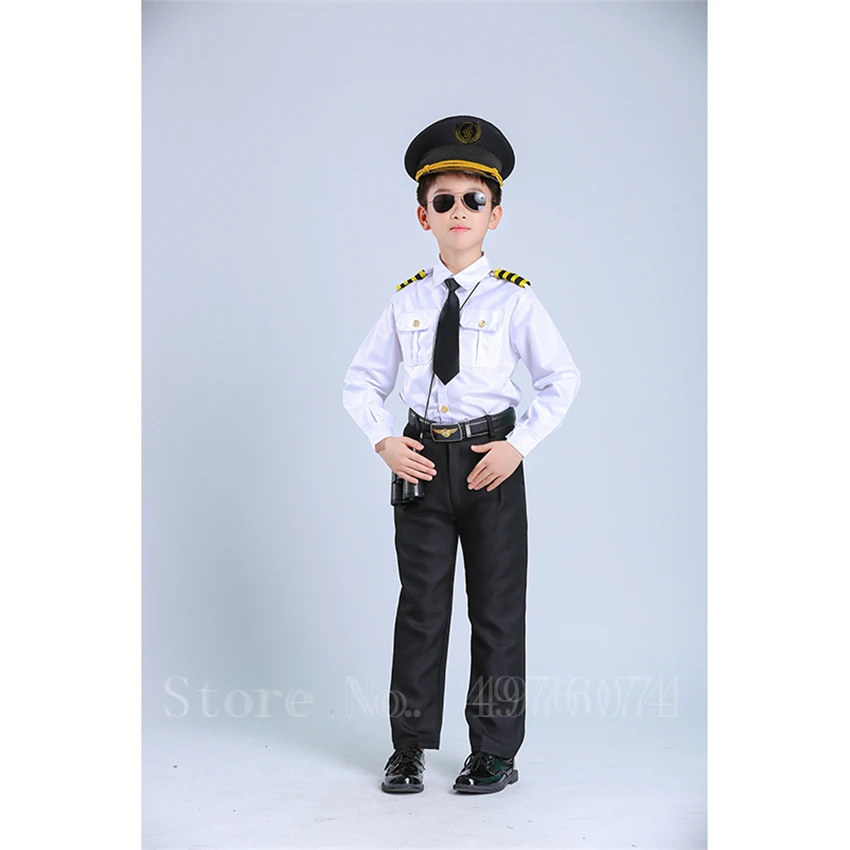 Маскарадный костюм пилота для мальчиков причудливый стюардесс самолет вечерние