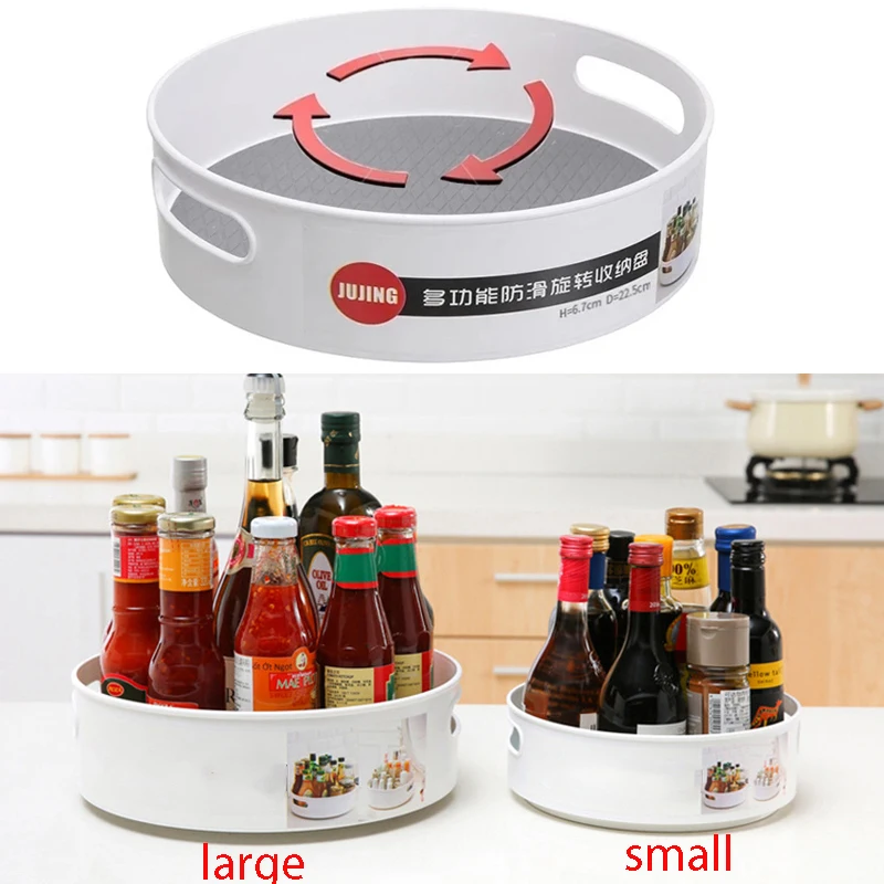 

360 Rotating Storage Tray Multifonction Non-Slip Storage Containers For Kitchen Cosmetics Spice Jar Snack Dried Fruit Tray