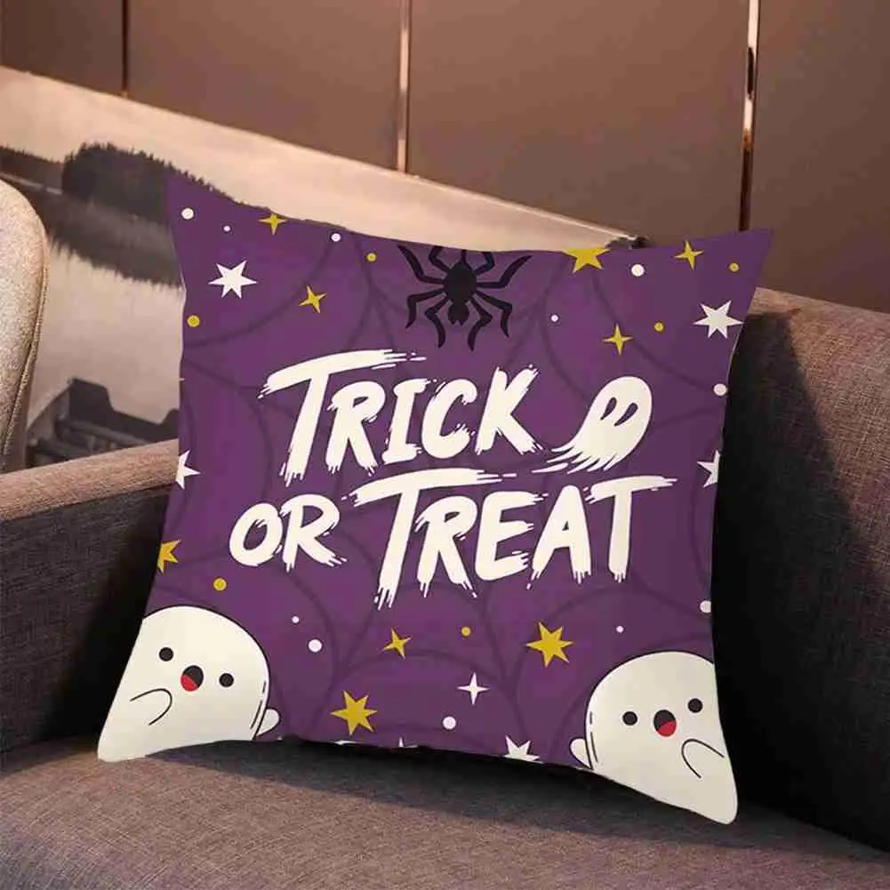 

45*45CM Single-sided Peach Skin Fleece Home Cartoon Pumpkin Cover Pillowcase Pillowcase Office Sofa Peach Halloween Cushion H9B6