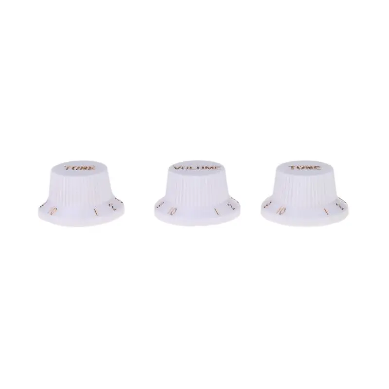 

1 Volume 2 Tone Control Knobs For Electric Guitar Bass FD ST Plastic White Golden
