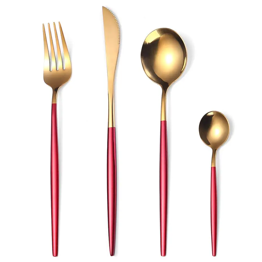 

Brandom High Quality Stainless Steel Dinnerware Set Gold Cutlery Set Knife Fork Spoons With Black Handle