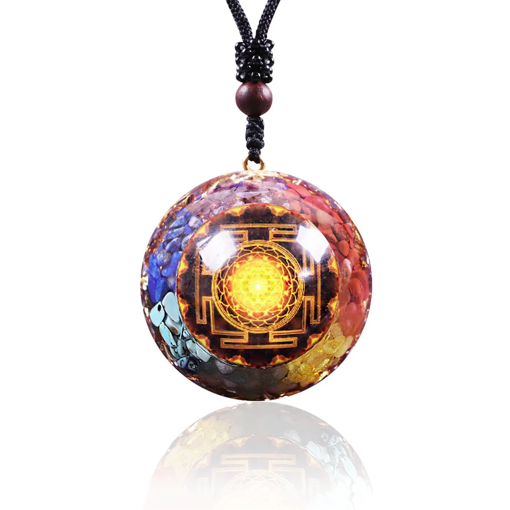 

7 Chakra Orgone Necklace Orgonite Generator Energy Chip Stone Pendant Reiki Balancing Protection For Women Jewelry