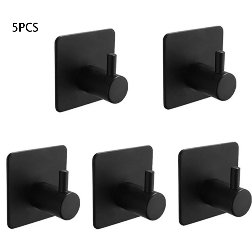 

5PCS Towel Hooks Self Adhesive Wall Mount Coat Hook Stainless Steel Heavy Duty Hanging Rack Bathroom Accessories Hanger