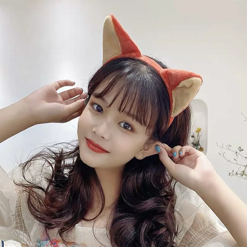 

Cartoon fox ears lamb hair band cute bear wash headband cartoon plush hairpin hair band headdress