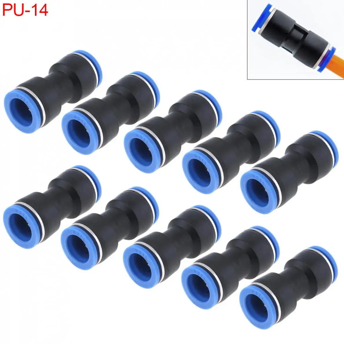

10pcs/lot 14MM PU-14 Plastic Straight Through Quick Connector Pneumatic Insertion Air Tube