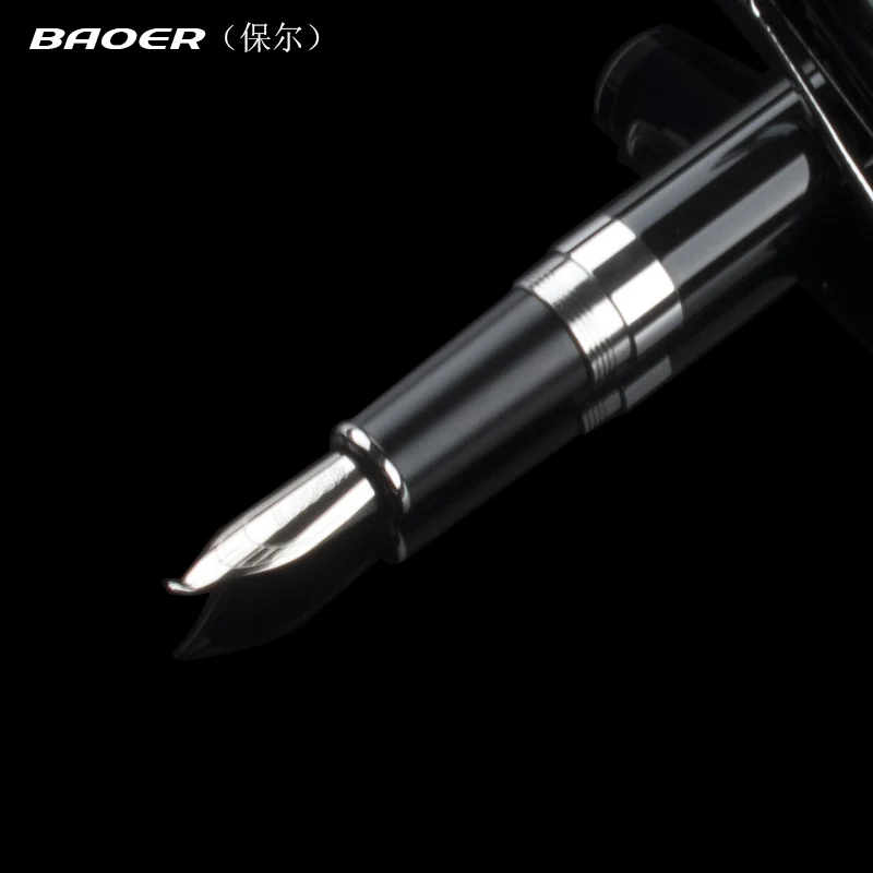 Ручка перьевая Baoer 521 черная/Серебристая с зажимом 0 5 мм|baoer 508|fountain penquality fountain pens |