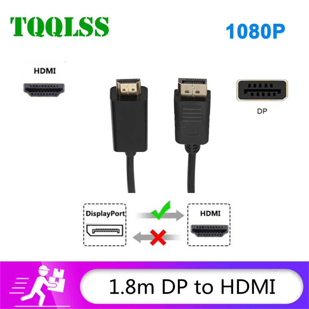 TQQLSS супер длинные 1 8 метров Дисплей Порты и разъёмы DP мужчина к совместимому с HDMI