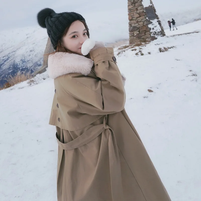 

2021 Women Winter Warm Coat Long Sleeve Furry Collar Cotton Thick Coat Casaco Feminino Oversized Parkas Women Coat