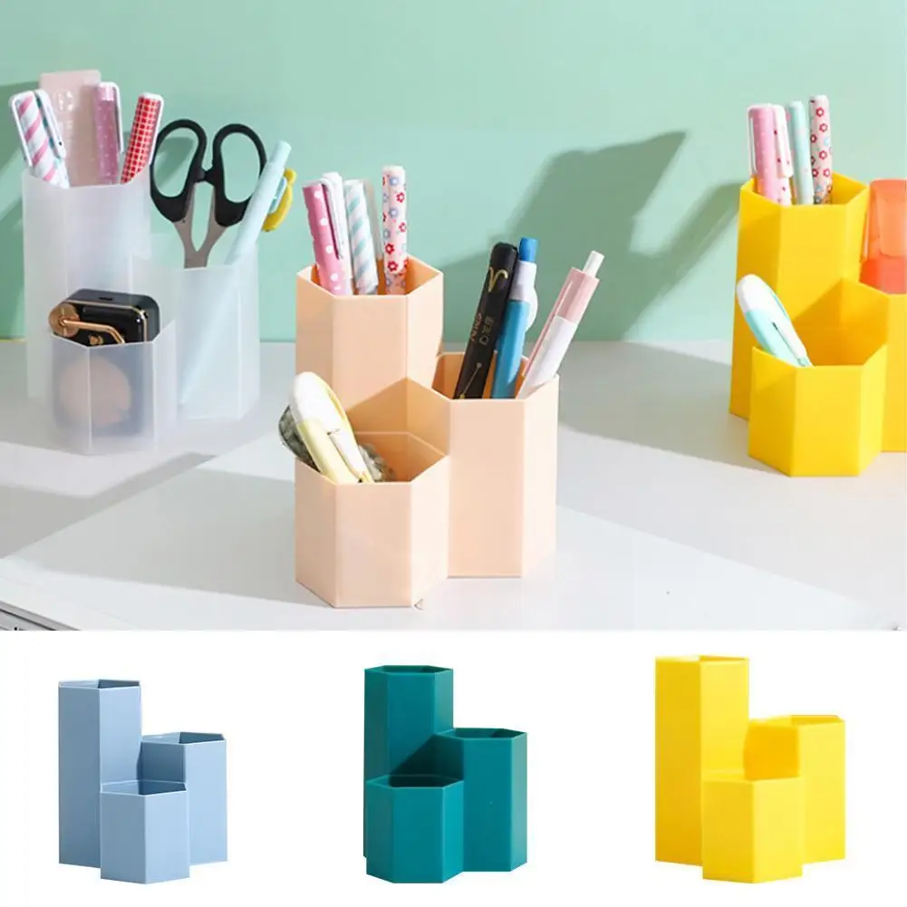 

1PC Kawaii Large Capacity Desk Pen Holder Pencil Makeup School Box Office Storage Desktop Stationery Organizer Case Stand G4R9