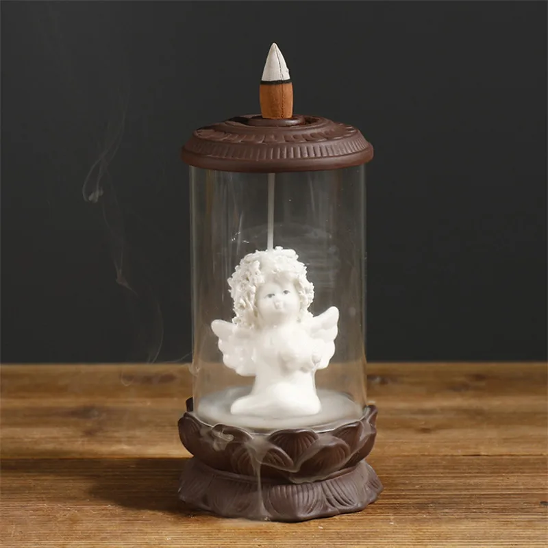 Керамическая горелка для благовоний с изображением ангела Совы и дыма