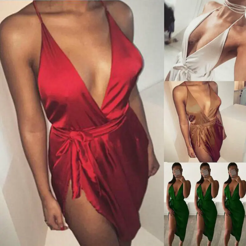 Женское сексуальное платье белье шелковое кружевное глубокий v-образный вырез