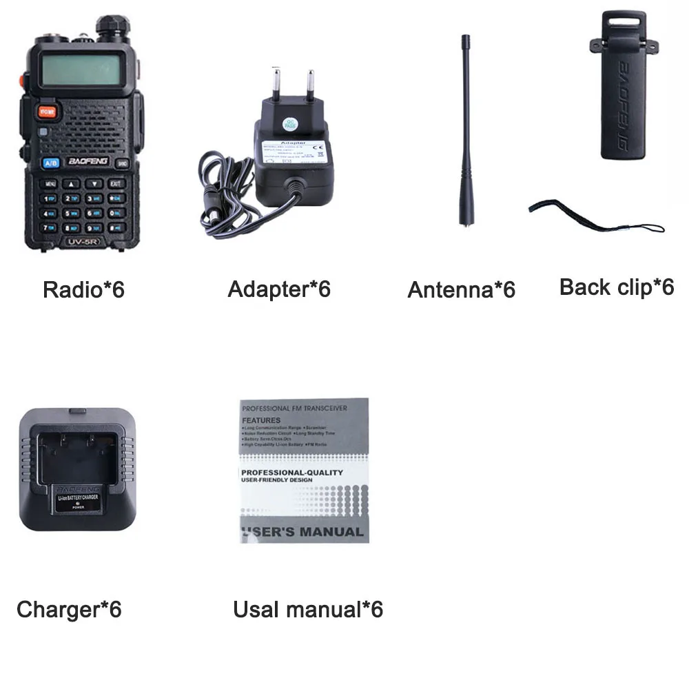 6 pieces 6 шт. Baofeng 8 Вт UV-5R радиостанция рация СВЧ/УВЧ-трансивер Ручной UV 5R двухстороннее радио - Цвет: 6 pieces