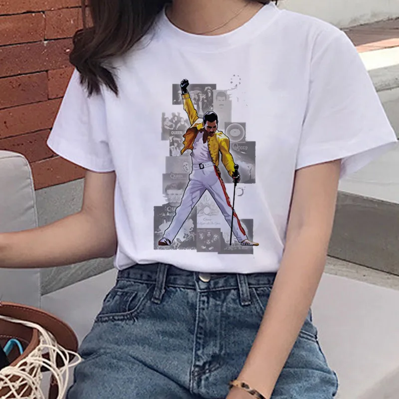 Футболка женская с круглым вырезом модная рубашка принтом Фредди Меркьюри и