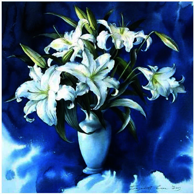 Diy Алмазная мозаика цветок лилии горшок алмазное искусство живопись горный