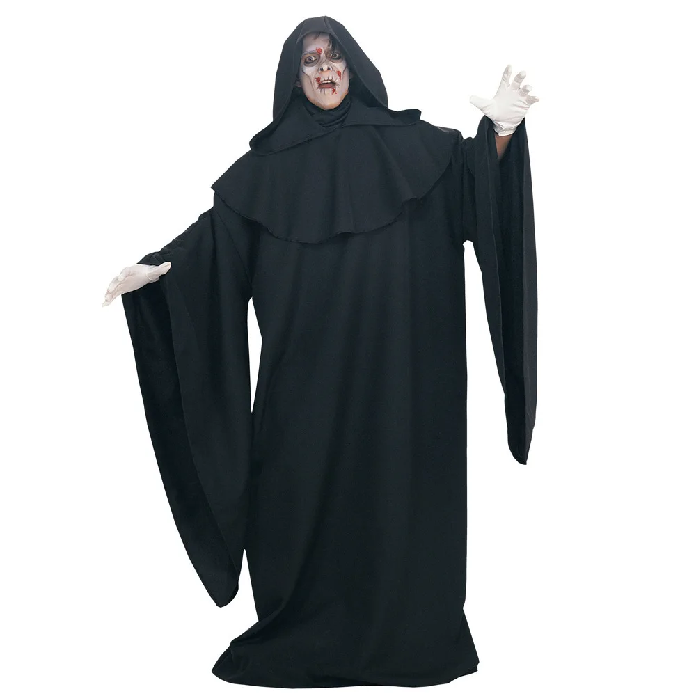 

Grim Reaper Costume Cos Horror Demon Hooded Robe Outfit Adults Men Halloween Purim cosplay Vampire Devil Costumes