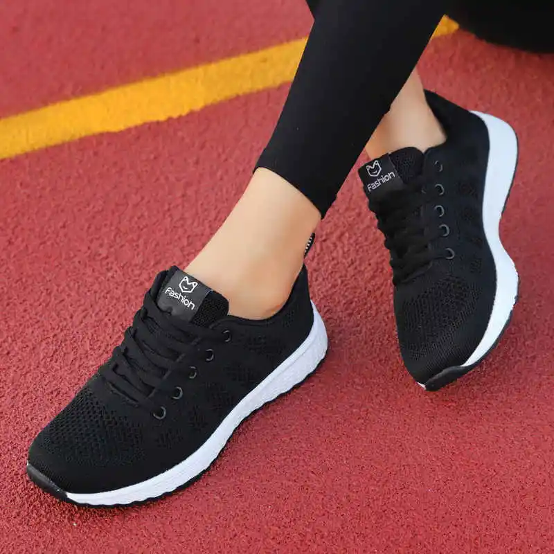 

New Arrivals Women's Summer Footwear Lace Up Breathable Pink Shoes for Womens Light Couple Sneakers Women with Platform Flat