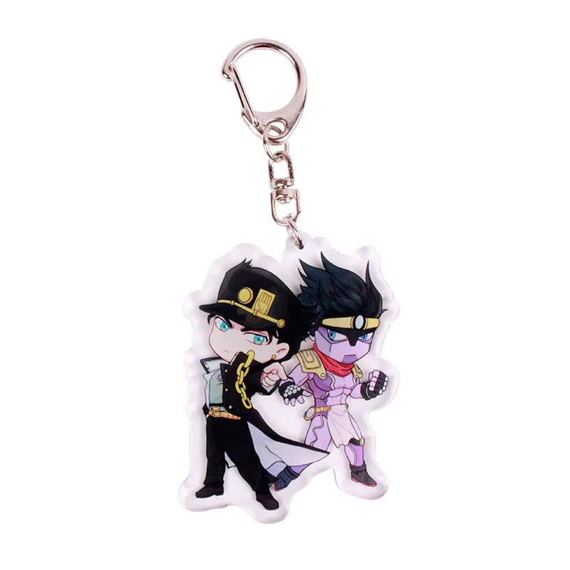 Anime Jojos Bizarre Adventure Keychain Cartoon Figure Acrylic Pendant Backpack Key Ring